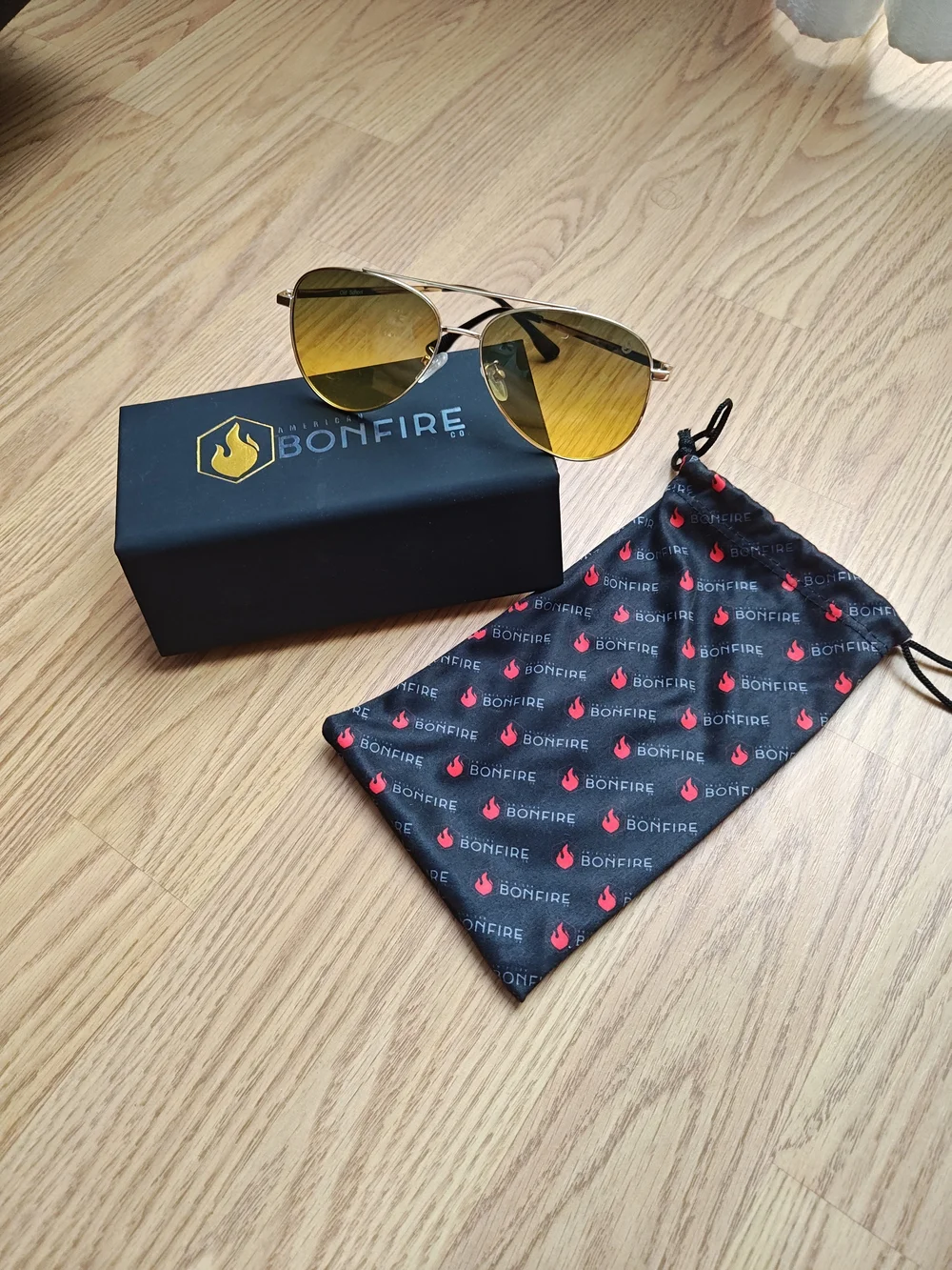 American Bonfire Co. Aviator Sunglasses Old-school Yellow Gold Metal Frame